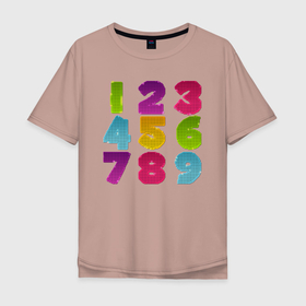 Мужская футболка хлопок Oversize с принтом цифры , 100% хлопок | свободный крой, круглый ворот, “спинка” длиннее передней части | биржа | дети | математика | таблица | ученик | учитель | цена | цифры | число | школа