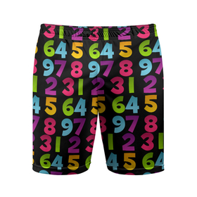 Мужские шорты спортивные с принтом цифры ,  |  | детство | математика | счёт | ученик | учитель | цифры | школа