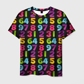 Мужская футболка 3D с принтом цифры в Тюмени, 100% полиэфир | прямой крой, круглый вырез горловины, длина до линии бедер | детство | математика | счёт | ученик | учитель | цифры | школа