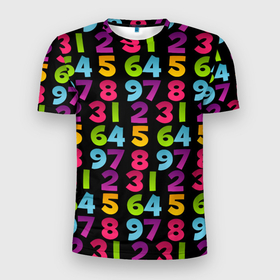 Мужская футболка 3D спортивная с принтом цифры в Белгороде, 100% полиэстер с улучшенными характеристиками | приталенный силуэт, круглая горловина, широкие плечи, сужается к линии бедра | детство | математика | счёт | ученик | учитель | цифры | школа