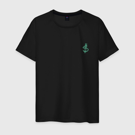 Мужская футболка хлопок с принтом DOLLAR | ЗЕЛЕНЫЙ (Z) в Белгороде, 100% хлопок | прямой крой, круглый вырез горловины, длина до линии бедер, слегка спущенное плечо. | baks | dolar | dollar | бакс | деньги | долар | долл | доллар | зеленый | знак | модная