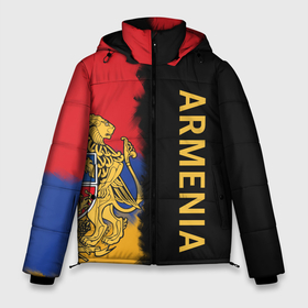 Мужская зимняя куртка 3D с принтом Armenia Flag and emblem в Тюмени, верх — 100% полиэстер; подкладка — 100% полиэстер; утеплитель — 100% полиэстер | длина ниже бедра, свободный силуэт Оверсайз. Есть воротник-стойка, отстегивающийся капюшон и ветрозащитная планка. 

Боковые карманы с листочкой на кнопках и внутренний карман на молнии. | Тематика изображения на принте: armenia | logo | армения | армян | армяни | герб | лев и орел | лого | символ | флаг | флаг и герб армении