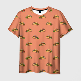 Мужская футболка 3D с принтом Тако паттерн в Курске, 100% полиэфир | прямой крой, круглый вырез горловины, длина до линии бедер | taco | еда | иллюстрация | мексиканская кухня | паттерн | рисунок | тако | фаст фуд