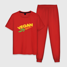 Мужская пижама хлопок с принтом Vegan Life в Рязани, 100% хлопок | брюки и футболка прямого кроя, без карманов, на брюках мягкая резинка на поясе и по низу штанин
 | green | greenpaece | vegan | yoga | веган | вегетарианец | гринпис | дерево | еда | животные | жизнь | здоровье | зеленый | йога | мир | овощи | пища | планета | природа | фрукты
