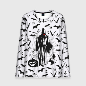 Мужской лонгслив 3D с принтом Хэллоуин, Grim Reaper в Новосибирске, 100% полиэстер | длинные рукава, круглый вырез горловины, полуприлегающий силуэт | bat | death | ghost | halloween | horror | spiderweb | вампиры | летучая мышь | летучие мыши | нечистая сила | нечисть | пауки | паутина | привидение | призрак | страшный | тыква | тьма | хеллоуин | хоррор | хэллоуин