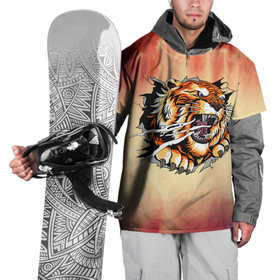 Накидка на куртку 3D с принтом Ярость в Новосибирске, 100% полиэстер |  | Тематика изображения на принте: арт | голова | графика | животные | звери | тигр