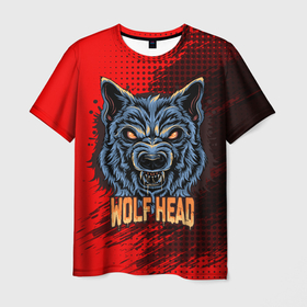 Мужская футболка 3D с принтом Wolf head в Рязани, 100% полиэфир | прямой крой, круглый вырез горловины, длина до линии бедер | арт | волк | голова | графика | животные | звери