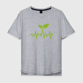 Мужская футболка хлопок Oversize с принтом Vegan Pulse в Петрозаводске, 100% хлопок | свободный крой, круглый ворот, “спинка” длиннее передней части | green | greenpaece | vegan | yoga | веган | вегетарианец | гринпис | дерево | еда | животные | жизнь | здоровье | зеленый | йога | мир | овощи | пища | планета | природа | пульс | фрукты