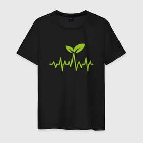 Мужская футболка хлопок с принтом Vegan Pulse в Тюмени, 100% хлопок | прямой крой, круглый вырез горловины, длина до линии бедер, слегка спущенное плечо. | green | greenpaece | vegan | yoga | веган | вегетарианец | гринпис | дерево | еда | животные | жизнь | здоровье | зеленый | йога | мир | овощи | пища | планета | природа | пульс | фрукты