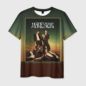 Мужская футболка 3D с принтом Maneskin в лучах заката , 100% полиэфир | прямой крой, круглый вырез горловины, длина до линии бедер | eurovision | maneskin | дамиано давид | евровидение | итальянская рок группа | любовь всех подростков | манескин