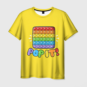Мужская футболка 3D с принтом POP IT ИГРУШКА  в Санкт-Петербурге, 100% полиэфир | прямой крой, круглый вырез горловины, длина до линии бедер | pop it | popit | антистресс | игрушка | поп ит | попит | пузырчатая плёнка | пупырка | симпл димпл | симплдимпл