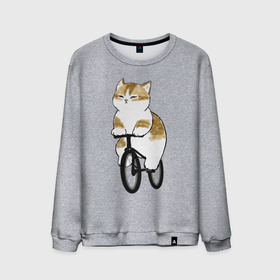 Мужской свитшот хлопок с принтом Котик на велосипеде в Санкт-Петербурге, 100% хлопок |  | арт | велосипед | ветер | кот | котёнок | кошка | милая кошка | милый кот | милый котёнок | отдых | отдыхает | пончик | рисунок