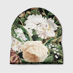 Шапка 3D с принтом Винтажные цветы в Курске, 100% полиэстер | универсальный размер, печать по всей поверхности изделия | букет | винтажный стиль | для девушек | цветы