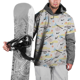 Накидка на куртку 3D с принтом Ленивцы паттерн в Тюмени, 100% полиэстер |  | забавные животные | иллюстрация | ленивцы | листоеды | паттерн | приглушенные цвета | рисунок | светлый принт | тотемное животное | экзотические животные