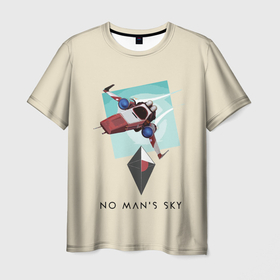 Мужская футболка 3D с принтом Космический путешественник в Тюмени, 100% полиэфир | прямой крой, круглый вырез горловины, длина до линии бедер | game | games | no mans sky | no men sky | space | выжывалка | игра | игры | космические корабли | космический корабль | космос | ноу менс скай | планеты | путешествие | путешествия