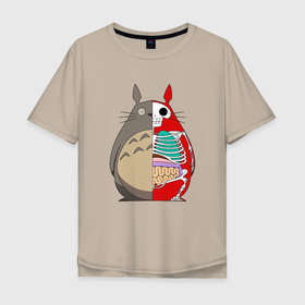 Мужская футболка хлопок Oversize с принтом Totoro Inside в Екатеринбурге, 100% хлопок | свободный крой, круглый ворот, “спинка” длиннее передней части | ghibli | japan | nature | neigbor | neighbour | totoro | анимация | аниме | гибли | друг | животные | лес | милый | мир | миядзаки | мой сосед тоторо | мульт | мультфильм | природа | сосед | тоторо | хаяо | хранитель | япония