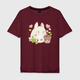 Мужская футболка хлопок Oversize с принтом Totoro Life в Кировске, 100% хлопок | свободный крой, круглый ворот, “спинка” длиннее передней части | ghibli | japan | nature | neigbor | neighbour | totoro | анимация | аниме | гибли | друг | животные | лес | милый | мир | миядзаки | мой сосед тоторо | мульт | мультфильм | природа | сердце | сосед | тоторо | хаяо | хранитель