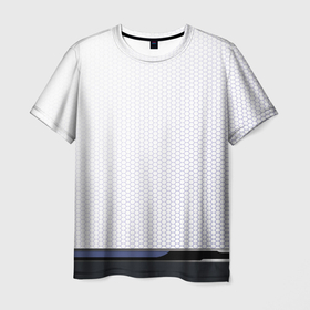 Мужская футболка 3D с принтом Абстракт в Тюмени, 100% полиэфир | прямой крой, круглый вырез горловины, длина до линии бедер | Тематика изображения на принте: аннотация | белый | геометрический | графический | линия | металл | пространство | текстура | технология | узор | черный | шаблон