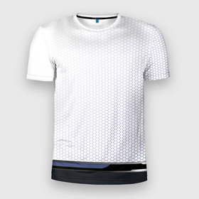 Мужская футболка 3D спортивная с принтом Абстракт в Тюмени, 100% полиэстер с улучшенными характеристиками | приталенный силуэт, круглая горловина, широкие плечи, сужается к линии бедра | аннотация | белый | геометрический | графический | линия | металл | пространство | текстура | технология | узор | черный | шаблон