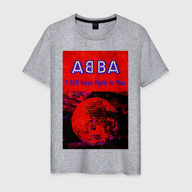 Мужская футболка хлопок с принтом ABBA I still have Faith in you в Петрозаводске, 100% хлопок | прямой крой, круглый вырез горловины, длина до линии бедер, слегка спущенное плечо. | abba | абба | альбом | возвращение | группа | легенда | музыка | поп | электроника