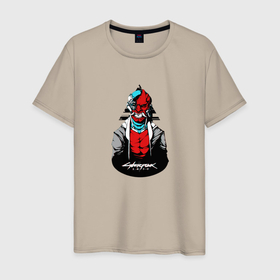 Мужская футболка хлопок с принтом Samurai Cyberpunk 2077 в Санкт-Петербурге, 100% хлопок | прямой крой, круглый вырез горловины, длина до линии бедер, слегка спущенное плечо. | 2077 | chippin in | cyberpunk | samurai | samuray | кибер панк | киберпанк | самурай | сомурай