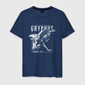 Мужская футболка хлопок с принтом Gryphus / Грифон , 100% хлопок | прямой крой, круглый вырез горловины, длина до линии бедер, слегка спущенное плечо. | monster | грифон | древний | животные | зверь | мифический | монстр | птица | страшный | существо