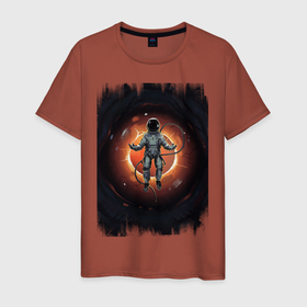 Мужская футболка хлопок с принтом Взгляд Бездны , 100% хлопок | прямой крой, круглый вырез горловины, длина до линии бедер, слегка спущенное плечо. | бездна | глаз | древние боги | космонавт | космос | лавкрафт | ужас | хоррор