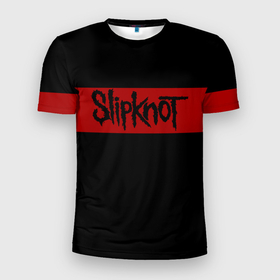 Мужская футболка 3D Slim с принтом Полосатый Slipknot в Новосибирске, 100% полиэстер с улучшенными характеристиками | приталенный силуэт, круглая горловина, широкие плечи, сужается к линии бедра | slipknot | лого | музыка | полоса | рок | текст
