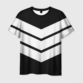 Мужская футболка 3D с принтом Три полоски в Екатеринбурге, 100% полиэфир | прямой крой, круглый вырез горловины, длина до линии бедер | геометрия | линии | минимализм | полосы | три полоски | черно белое