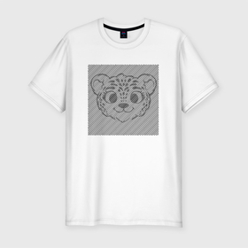 Мужская футболка хлопок Slim с принтом Tiger Cub illusion в Тюмени, 92% хлопок, 8% лайкра | приталенный силуэт, круглый вырез ворота, длина до линии бедра, короткий рукав | art | illusion | арт | иллюзия | линии | надпись | оптическая | оптическая иллюзия