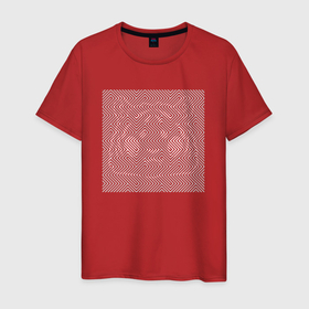 Мужская футболка хлопок с принтом Tiger Illusion в Белгороде, 100% хлопок | прямой крой, круглый вырез горловины, длина до линии бедер, слегка спущенное плечо. | art | illusion | арт | иллюзия | линии | надпись | оптическая | оптическая иллюзия