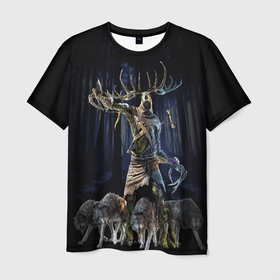 Мужская футболка 3D с принтом Leszy в Екатеринбурге, 100% полиэфир | прямой крой, круглый вырез горловины, длина до линии бедер | leshy | leszy | the witcher | wild hunt | witcher 3 | ведьмак | ведьмак 3 | волки | дикая охота | леший