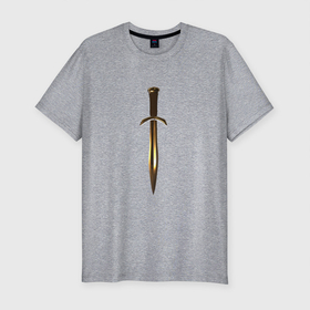 Мужская футболка хлопок Slim с принтом Кинжал , 92% хлопок, 8% лайкра | приталенный силуэт, круглый вырез ворота, длина до линии бедра, короткий рукав | кинжал | кинжалы | клинки | клинок | меч | мечи | нож | ножи | оружие