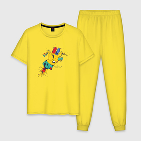 Мужская пижама хлопок с принтом Летающая рука в Новосибирске, 100% хлопок | брюки и футболка прямого кроя, без карманов, на брюках мягкая резинка на поясе и по низу штанин
 | детские картинки | детский рисунок | игрушка | пальцы | полет | ракета | рука