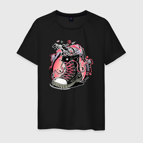 Мужская футболка хлопок с принтом Гламурный кед в Тюмени, 100% хлопок | прямой крой, круглый вырез горловины, длина до линии бедер, слегка спущенное плечо. | гламур | граффити | кеды | кросы | мода | стиль