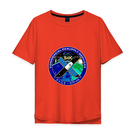 Мужская футболка хлопок Oversize с принтом SPACEX Илон Маск Лого в Тюмени, 100% хлопок | свободный крой, круглый ворот, “спинка” длиннее передней части | земля | компания. | космос | логотип | орбита