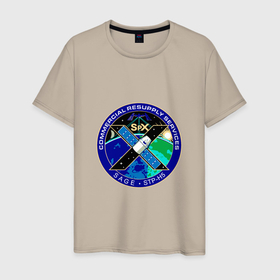 Мужская футболка хлопок с принтом SPACEX Илон Маск Лого в Санкт-Петербурге, 100% хлопок | прямой крой, круглый вырез горловины, длина до линии бедер, слегка спущенное плечо. | земля | компания. | космос | логотип | орбита