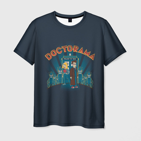 Мужская футболка 3D с принтом Doctorama в Екатеринбурге, 100% полиэфир | прямой крой, круглый вырез горловины, длина до линии бедер | doctor who | futurama | serial | доктор кто | путешествия во времени | сериал | сериалы | фантастика | футурама