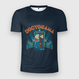 Мужская футболка 3D спортивная с принтом Doctorama в Новосибирске, 100% полиэстер с улучшенными характеристиками | приталенный силуэт, круглая горловина, широкие плечи, сужается к линии бедра | doctor who | futurama | serial | доктор кто | путешествия во времени | сериал | сериалы | фантастика | футурама