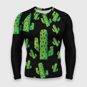 Мужской рашгард 3D с принтом Cactus Time  Веселые кактусы в Кировске,  |  | cactus time | веселый | зеленый | кактусы | милый