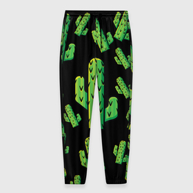 Мужские брюки 3D с принтом Cactus Time - Веселые кактусы в Санкт-Петербурге, 100% полиэстер | манжеты по низу, эластичный пояс регулируется шнурком, по бокам два кармана без застежек, внутренняя часть кармана из мелкой сетки | cactus time | веселый | зеленый | кактусы | милый