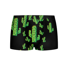Мужские трусы 3D с принтом Cactus Time - Веселые кактусы в Екатеринбурге, 50% хлопок, 50% полиэстер | классическая посадка, на поясе мягкая тканевая резинка | Тематика изображения на принте: cactus time | веселый | зеленый | кактусы | милый