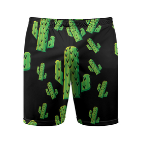 Мужские шорты спортивные с принтом Cactus Time - Веселые кактусы в Кировске,  |  | cactus time | веселый | зеленый | кактусы | милый