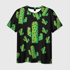 Мужская футболка 3D с принтом Cactus Time - Веселые кактусы в Петрозаводске, 100% полиэфир | прямой крой, круглый вырез горловины, длина до линии бедер | Тематика изображения на принте: cactus time | веселый | зеленый | кактусы | милый