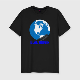 Мужская футболка хлопок Slim с принтом Blue Origin в Курске, 92% хлопок, 8% лайкра | приталенный силуэт, круглый вырез ворота, длина до линии бедра, короткий рукав | astronautics | blue origin | space | usa | америка | блу оригин | блу ориджин | космическая компания | космические полеты | космонавтика | космос | полеты | про космос | сша