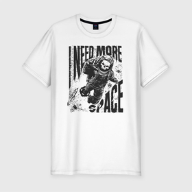 Мужская футболка хлопок Slim с принтом Космонавт скелет в Курске, 92% хлопок, 8% лайкра | приталенный силуэт, круглый вырез ворота, длина до линии бедра, короткий рукав | гранж | корабль | космос | скафандр | скелет | уличный стиль