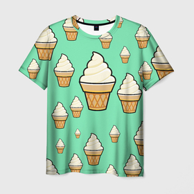 Мужская футболка 3D с принтом Мороженое - Ice Cream Party в Санкт-Петербурге, 100% полиэфир | прямой крой, круглый вырез горловины, длина до линии бедер | ice cream party | вкуснотень | еда | мороженое | стаканчик