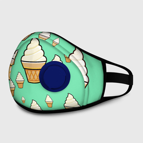 Маска из неопрена с принтом Мороженое - Ice Cream Party в городе Новоалтайск, неопрен 100% | Форма огибающая нос. Резинки для ушей с дополнительной резинкой на затылке. Клапан для выдоха для активного дыхания при занятиях спортом. Эластичный материал маски и окантовки для лучшего растяжения и прилегания маски.  | ice cream party | вкуснотень | еда | мороженое | стаканчик