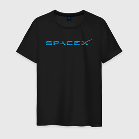 Мужская футболка хлопок с принтом Space X, Спейс Икс лого в Тюмени, 100% хлопок | прямой крой, круглый вырез горловины, длина до линии бедер, слегка спущенное плечо. | astronautics | space | space x | spacex | usa | америка | космическая компания | космические полеты | космонавтика | космос | полеты | про космос | спейс x | спейс икс 