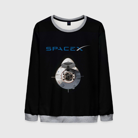 Мужской свитшот 3D с принтом SpaceX Dragon 2 , 100% полиэстер с мягким внутренним слоем | круглый вырез горловины, мягкая резинка на манжетах и поясе, свободная посадка по фигуре | rocket | ship | space | spaceship | spacex | икс | корабль | космический | космос | ракета | спейс